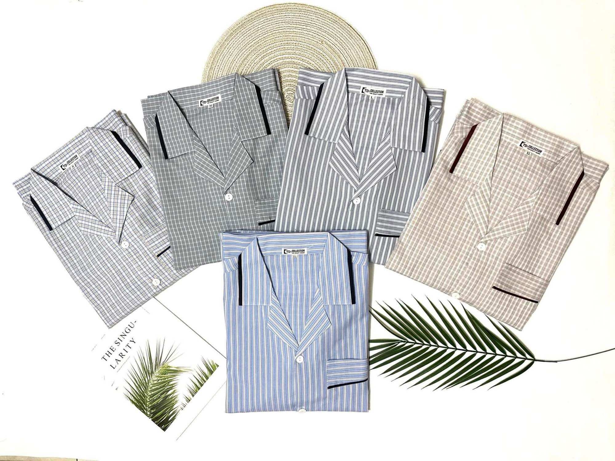 Bộ pijama, bộ ngủ nam trung niên , ông già kẻ kate dài tay