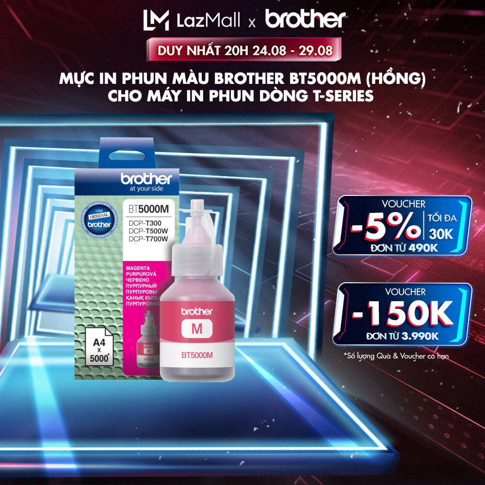 Mực in phun màu Brother BT5000M (hồng) cho máy in phun dòng T-series