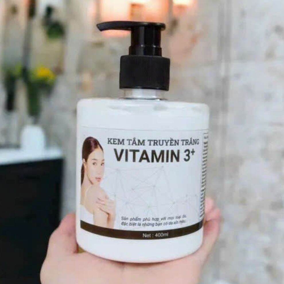 Kem Tắm Truyền Trắng Vitamin 3+ Chai 400ml. ( Hàng Xịn Trắng và Thơm )
