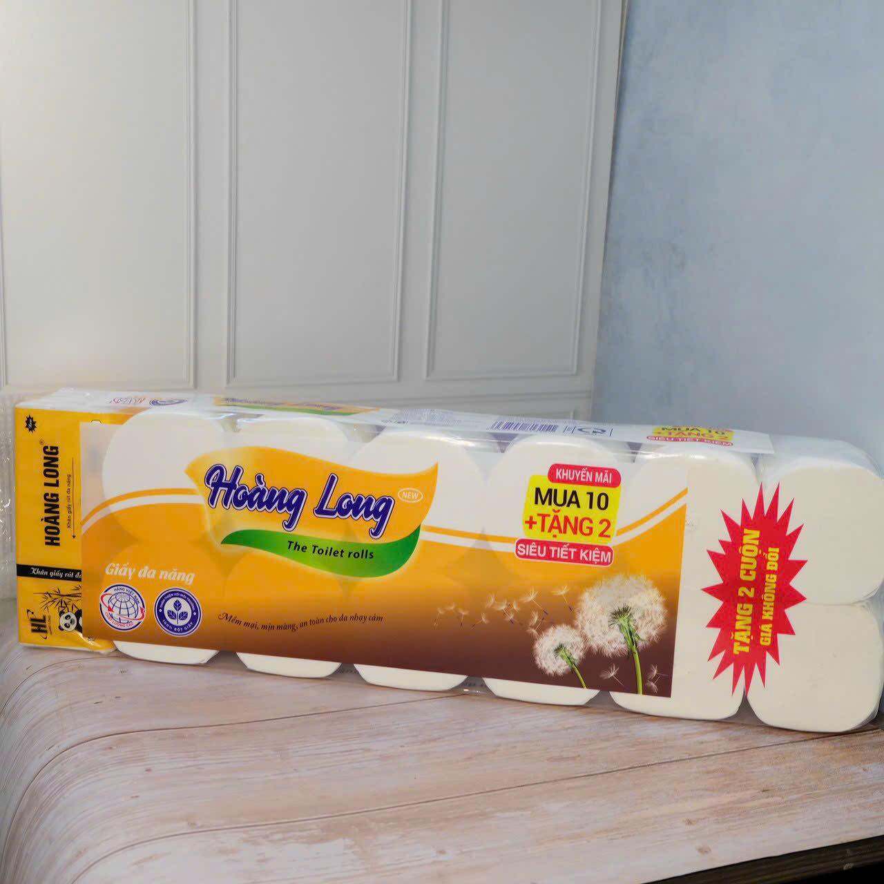 Giấy vệ sinh hoàng long cao cấp1 Lốc 10 cuộn Hoàng long