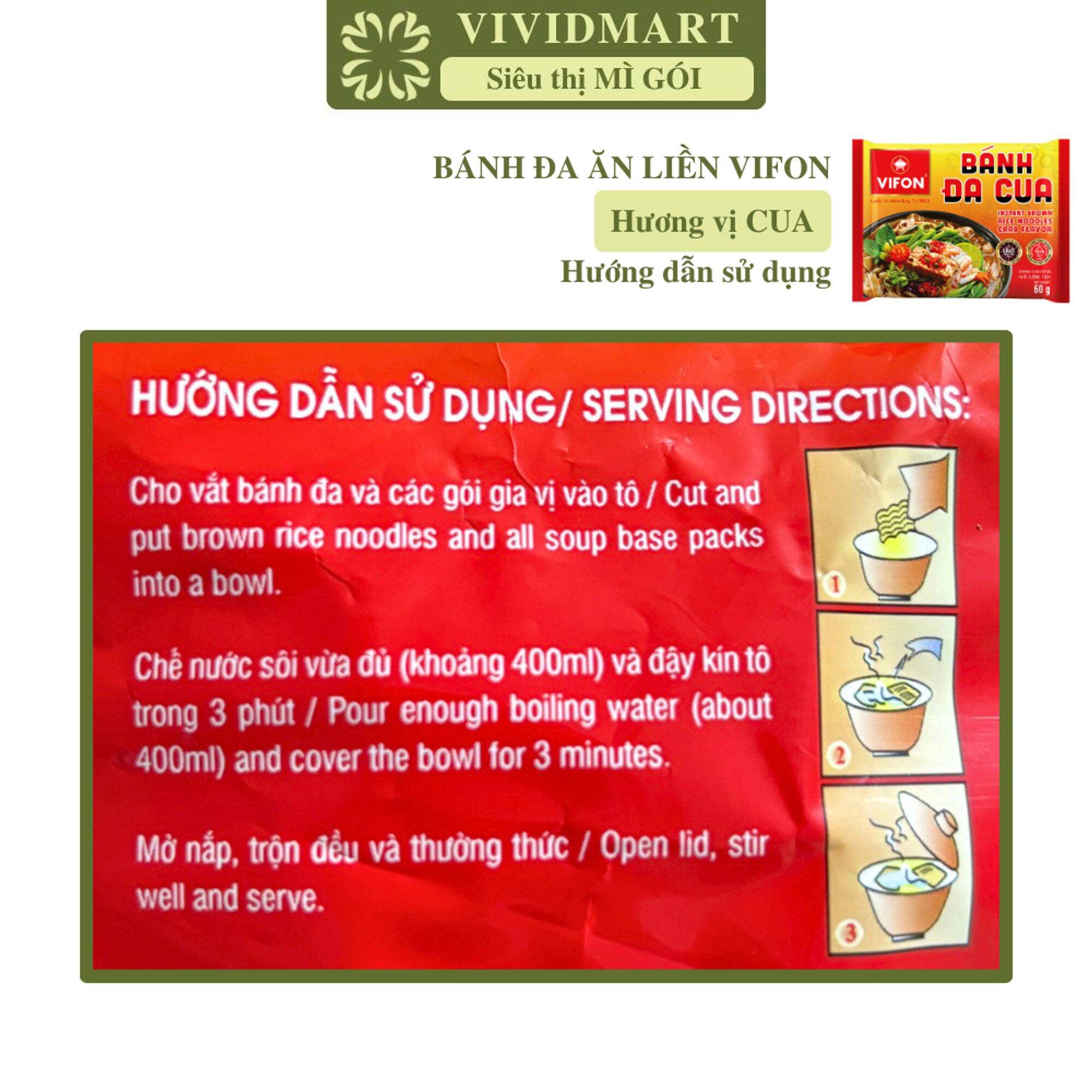 [SET 10 GÓI] - VIFON - Bánh đa Vifon gói 3 vị: Cua, Tôm, Hải sản cay, bánh đa gói Vifon, bánh đa trộn Vifon ăn liền (60g/gói)