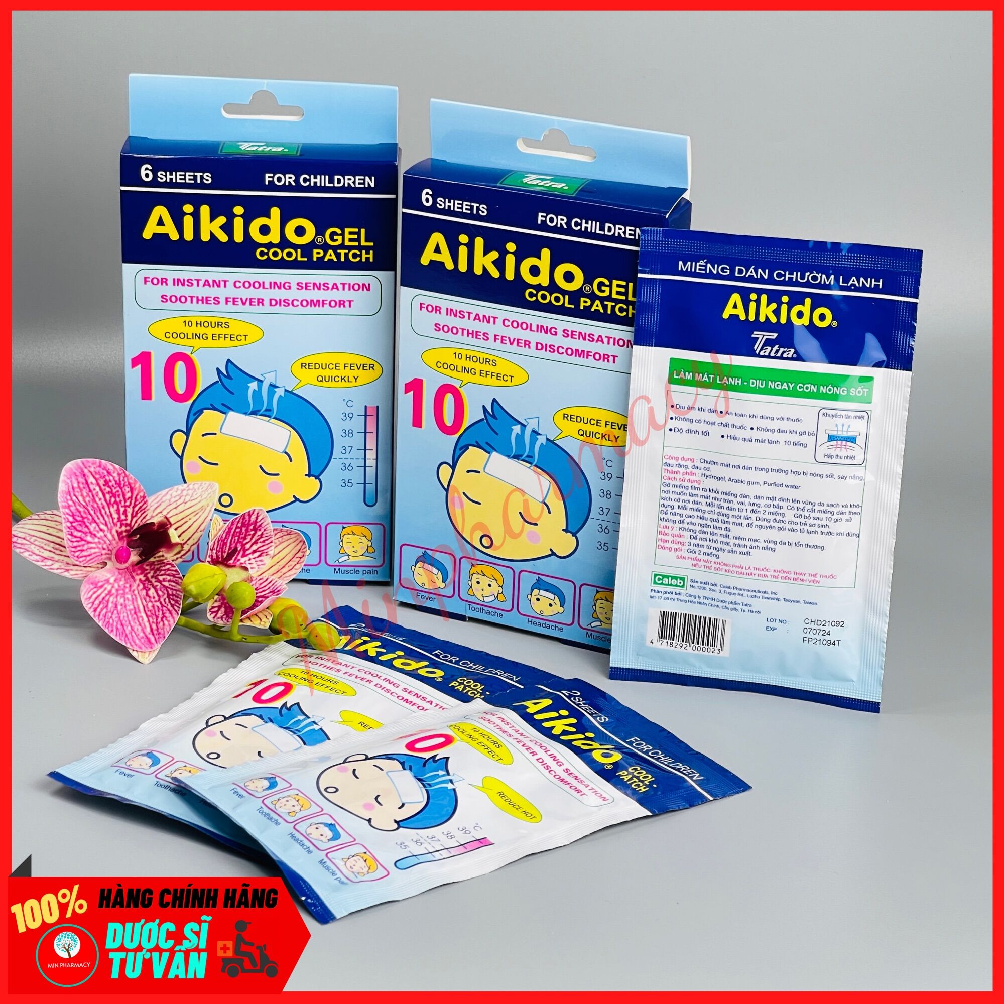 MIẾNG DÁN HẠ SỐT NHANH AIKIDO GEL COOL PATCH (Gói 2 miếng)