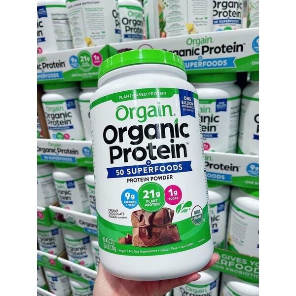 🍀Bột Đạm Thực Vật Hữu cơ Mỹ ORGAIN Organic Protein & Superfoods Protein Powder 1224g hương Chocolate