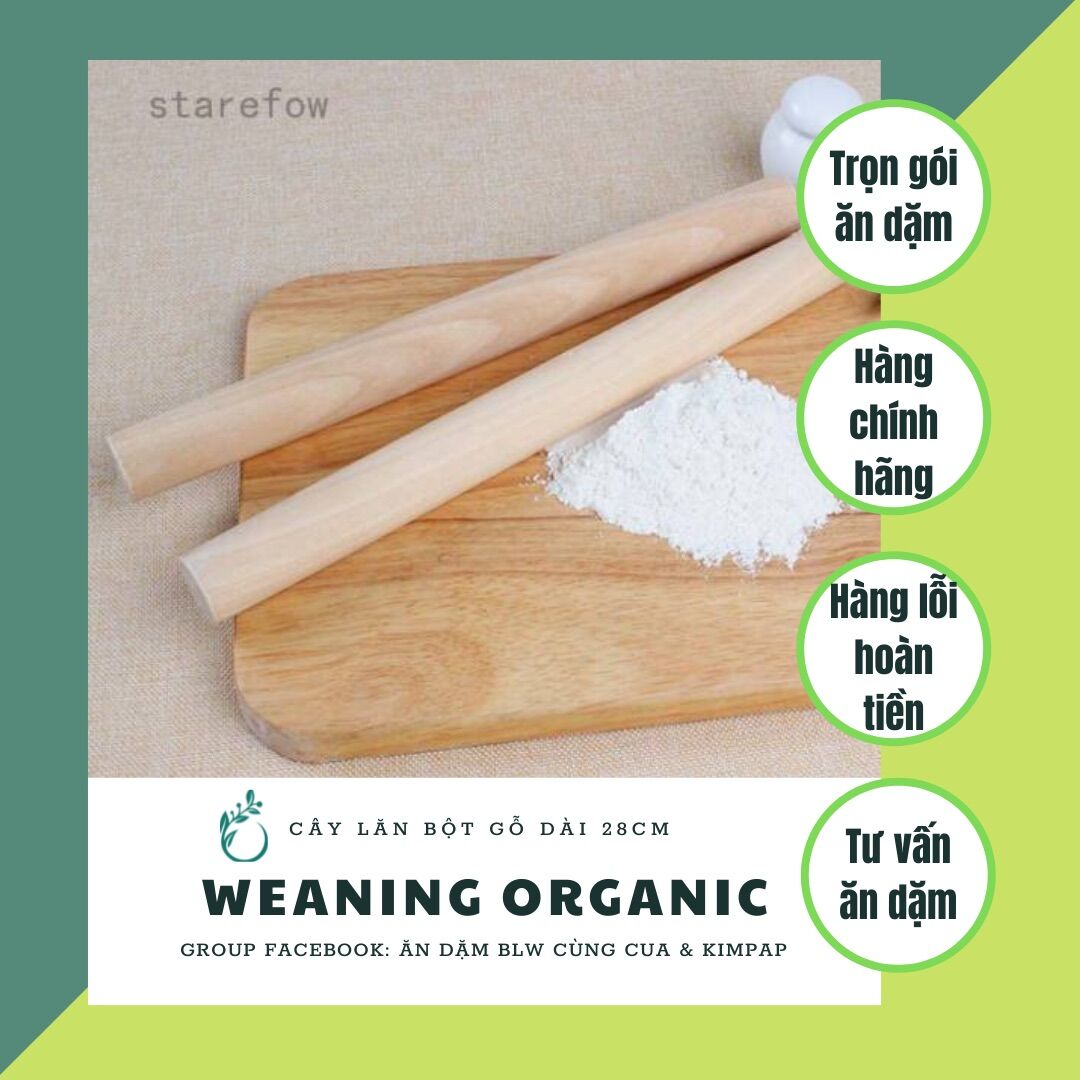 Cán lăn bột /cây lăn bột bằng gỗ 30cm