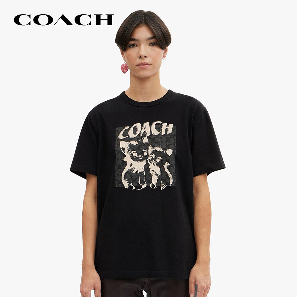 COACH - Áo thun nữ cổ tròn tay ngắn The Lil Nas x Drop Signature CQ740-BLC