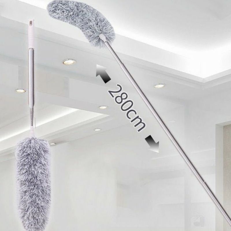 Chổi quét bụi đa năng, chổi phất trần làm sạch bụi bẩn trên cao tay cầm cán inox 2.8m