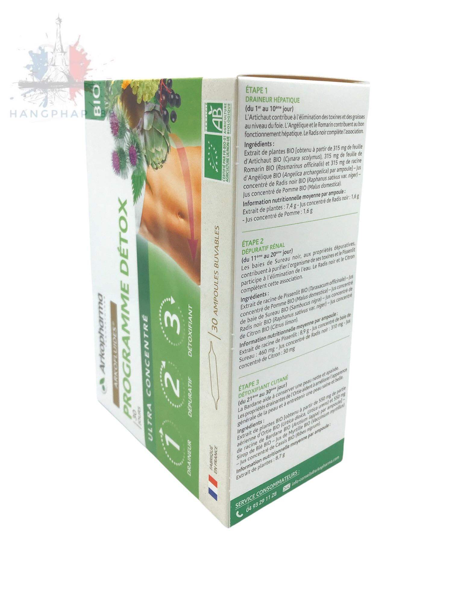 Detox Gan Thận Da Arkopharma 30 ngày hàng nội địa Pháp