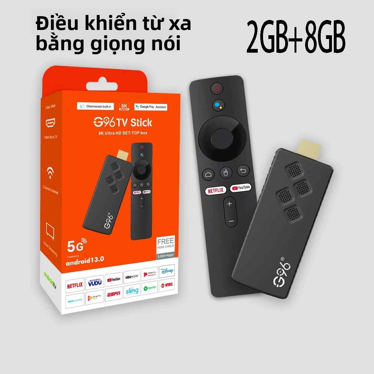 Android 13.0 Phiên Bản Toàn Cầu G96 TV Stick 8K Trực Tuyến Chơi Phương Tiện RAM 2GB 16GB Lưu Trữ Đa 