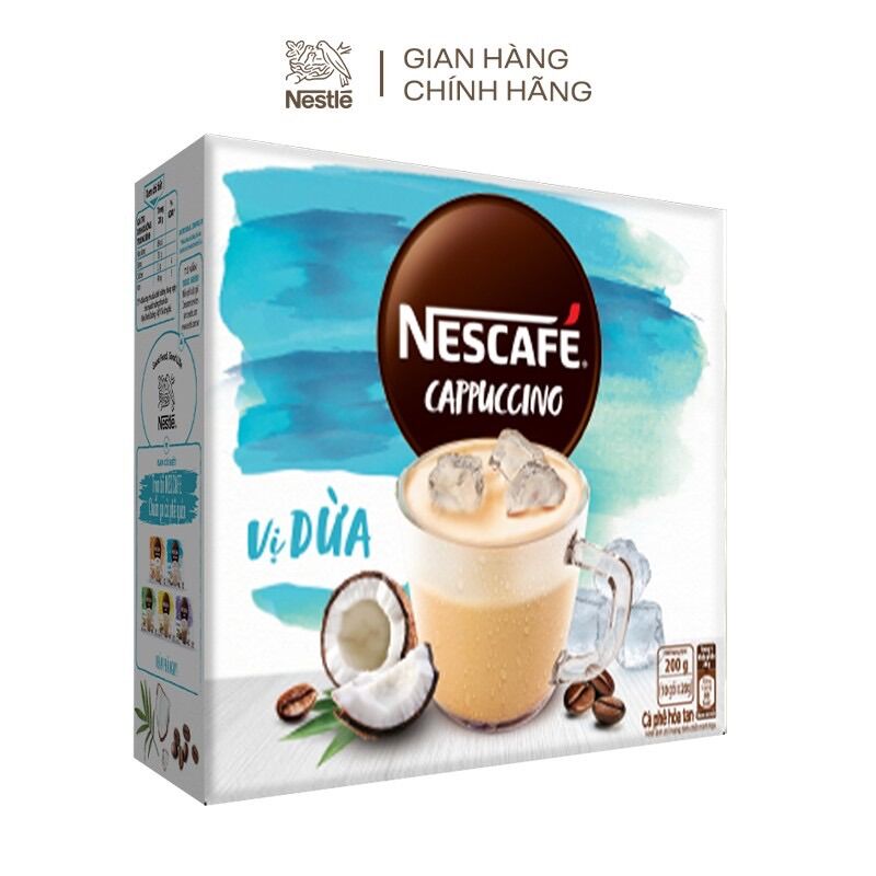 Cà phê hoà tan NESCAFE’ Cappuccino vị Dừa ( hộp 10 gói x 20g)