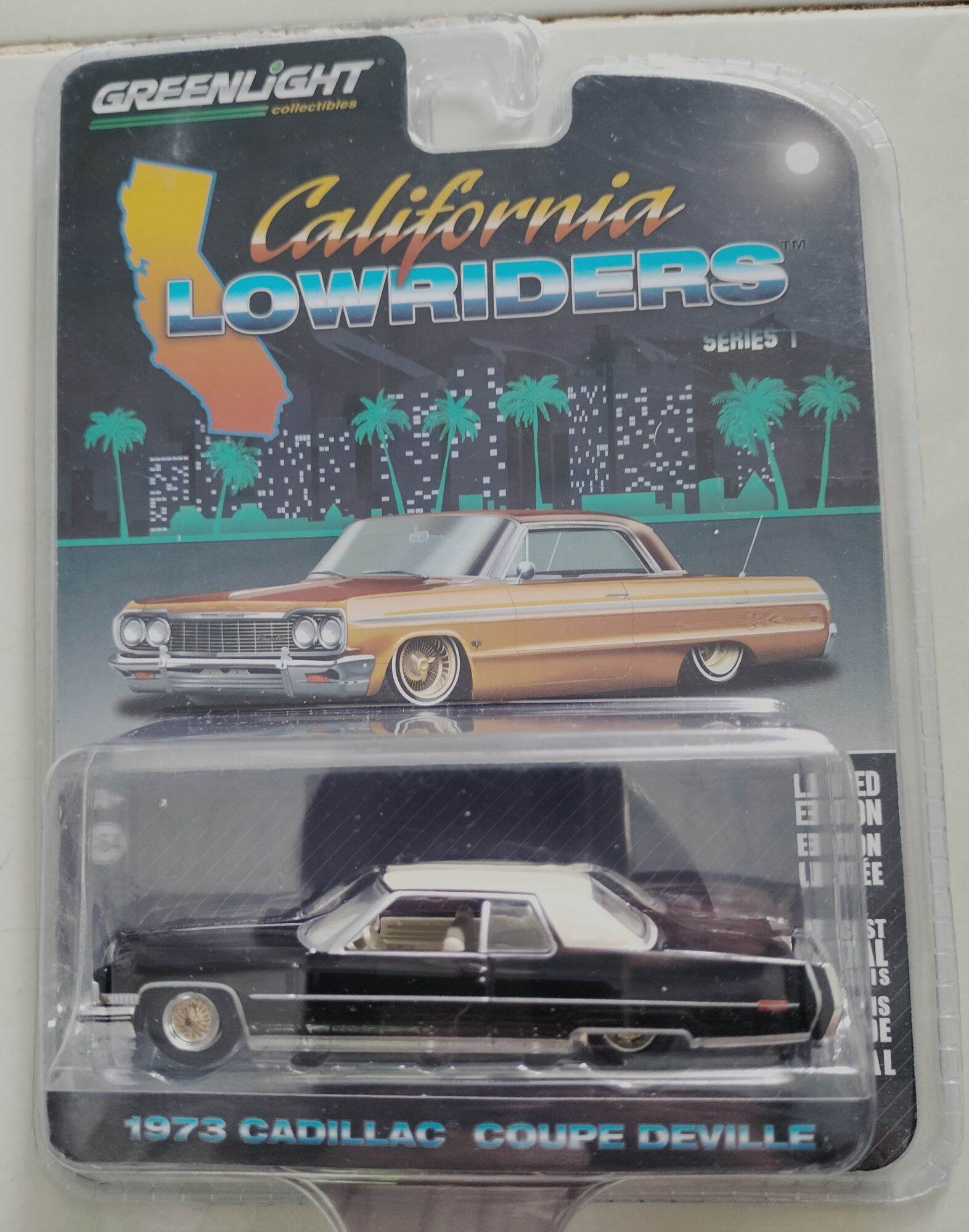 Xe mô hình Greenlight California lowriders 1973 Cadillac coupe deville