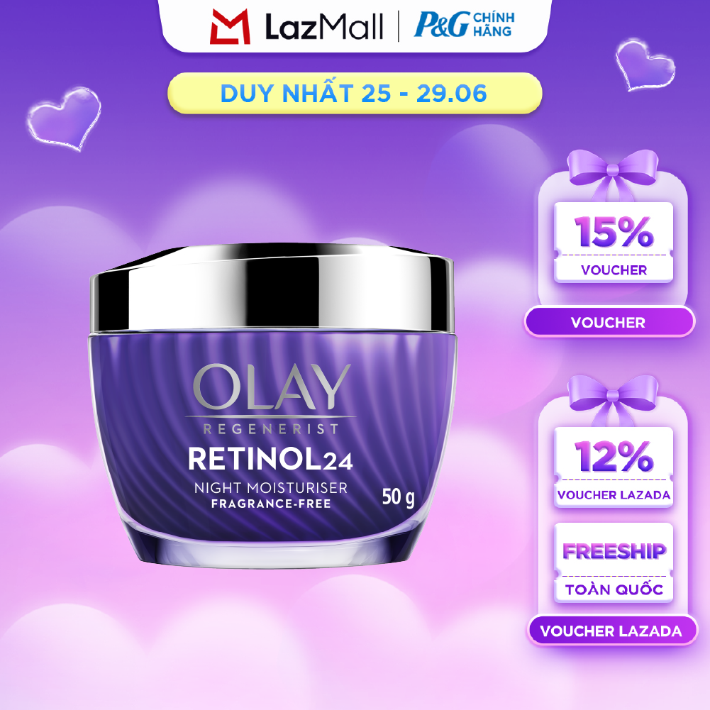 Kem Dưỡng Ban Đêm OLAY RETINOL24 Giúp Giữ Nét Tươi Trẻ Cho Da  Mờ Nếp Nhăn Hũ 50G