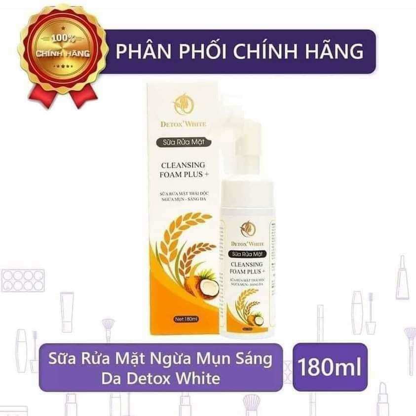 Sửa rửa mặt white skin detox white 180ml, thải độc, ngừa mụn, sáng da