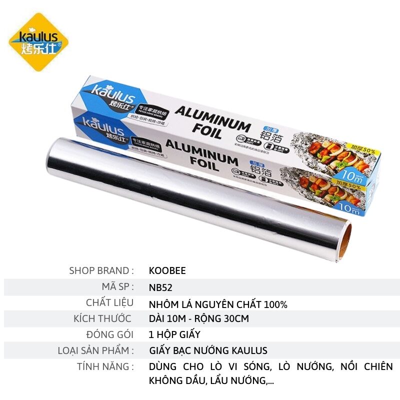Cuộn giấy bạc nướng, giấy nhôm 10m kaulus