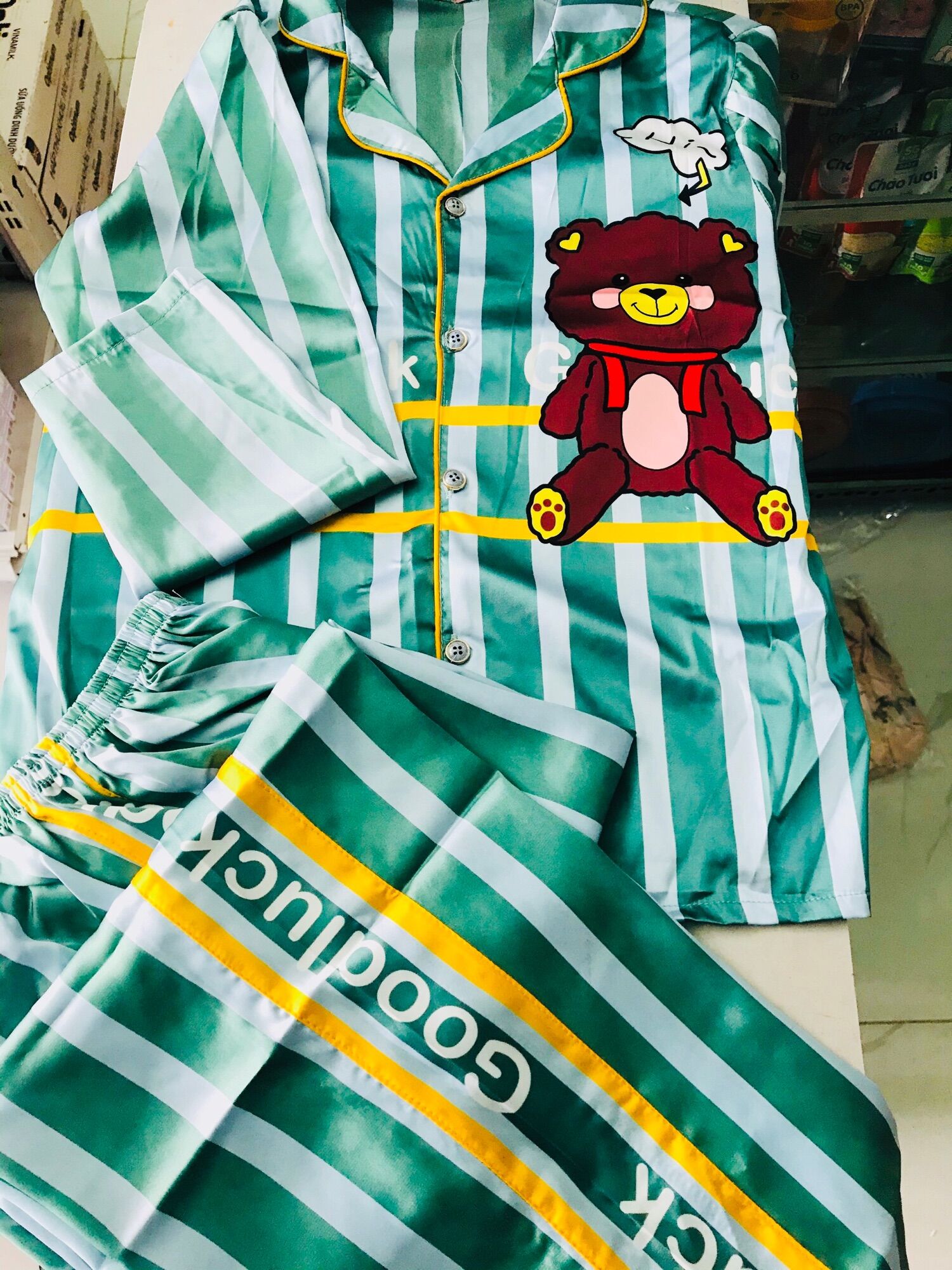 Đồ bộ lụa cao cấp pijama lụa dài tay tơ lụa Quảng Châu (hàng mới về)