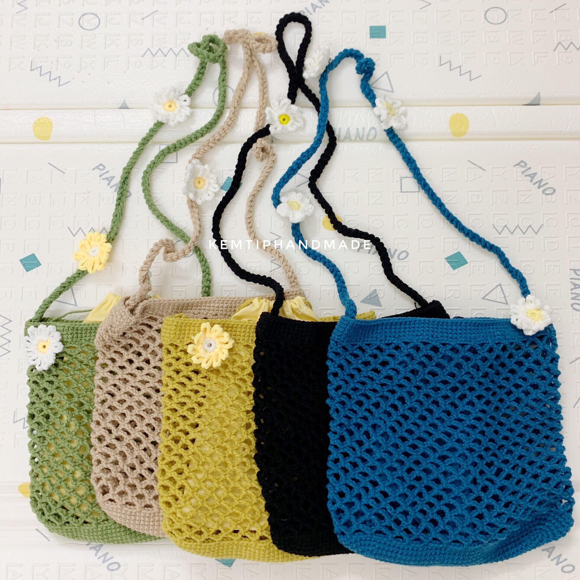 Túi hoa daisy móc tay handmade