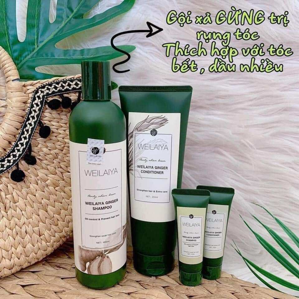 Cập Đầu Gội và Xã WEILAIYA Gừng dành cho tóc thường tặng kèm 1 cặp gọi xã mini giảm rụng tóc kích tóc mọc làm mềm tóc và phục hồi hư tổn sẽ
