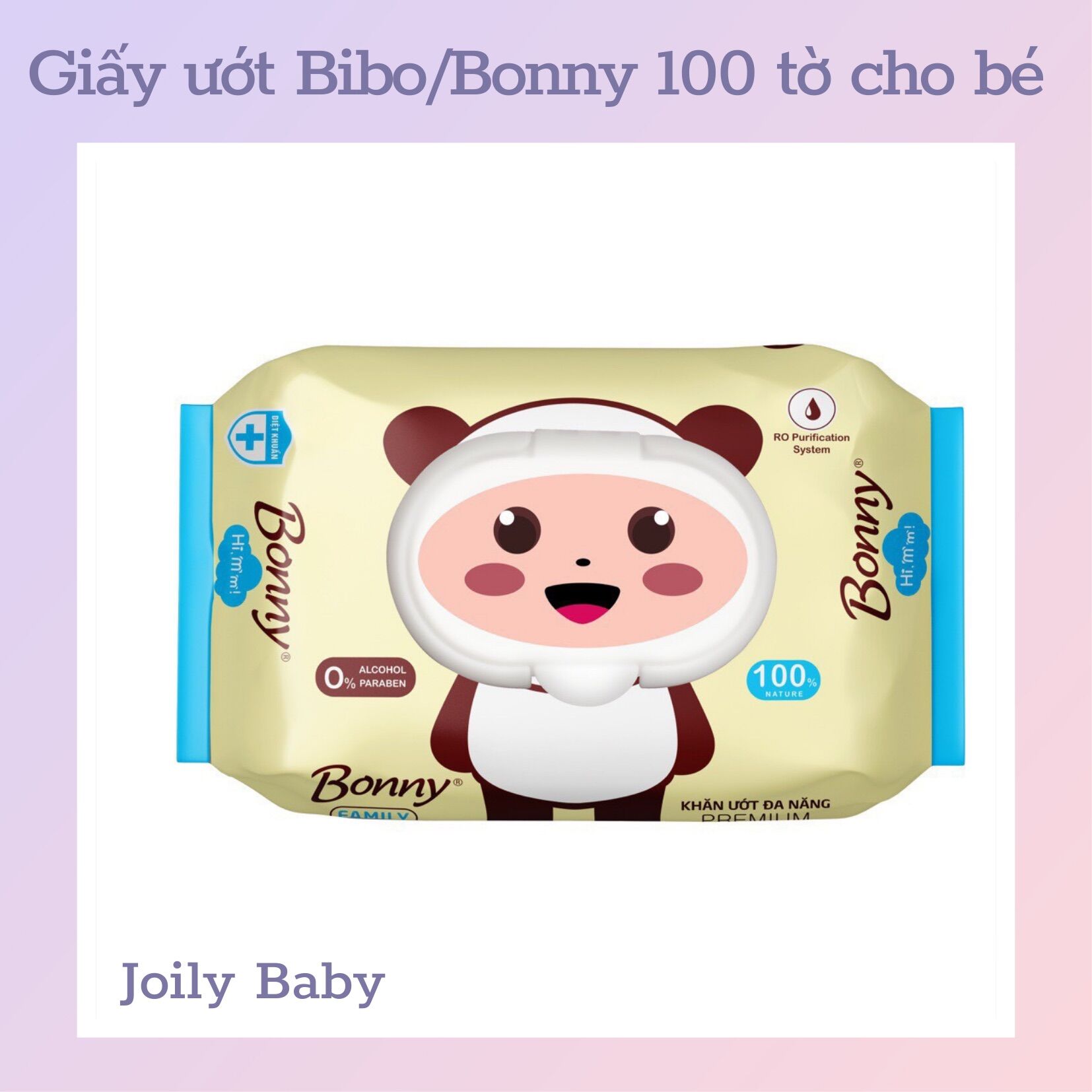 Khăn ướt Bonny/Bibo Không mùi 100 tờ loại đẹp cho bé, bịch 100 tờ giấy ướt