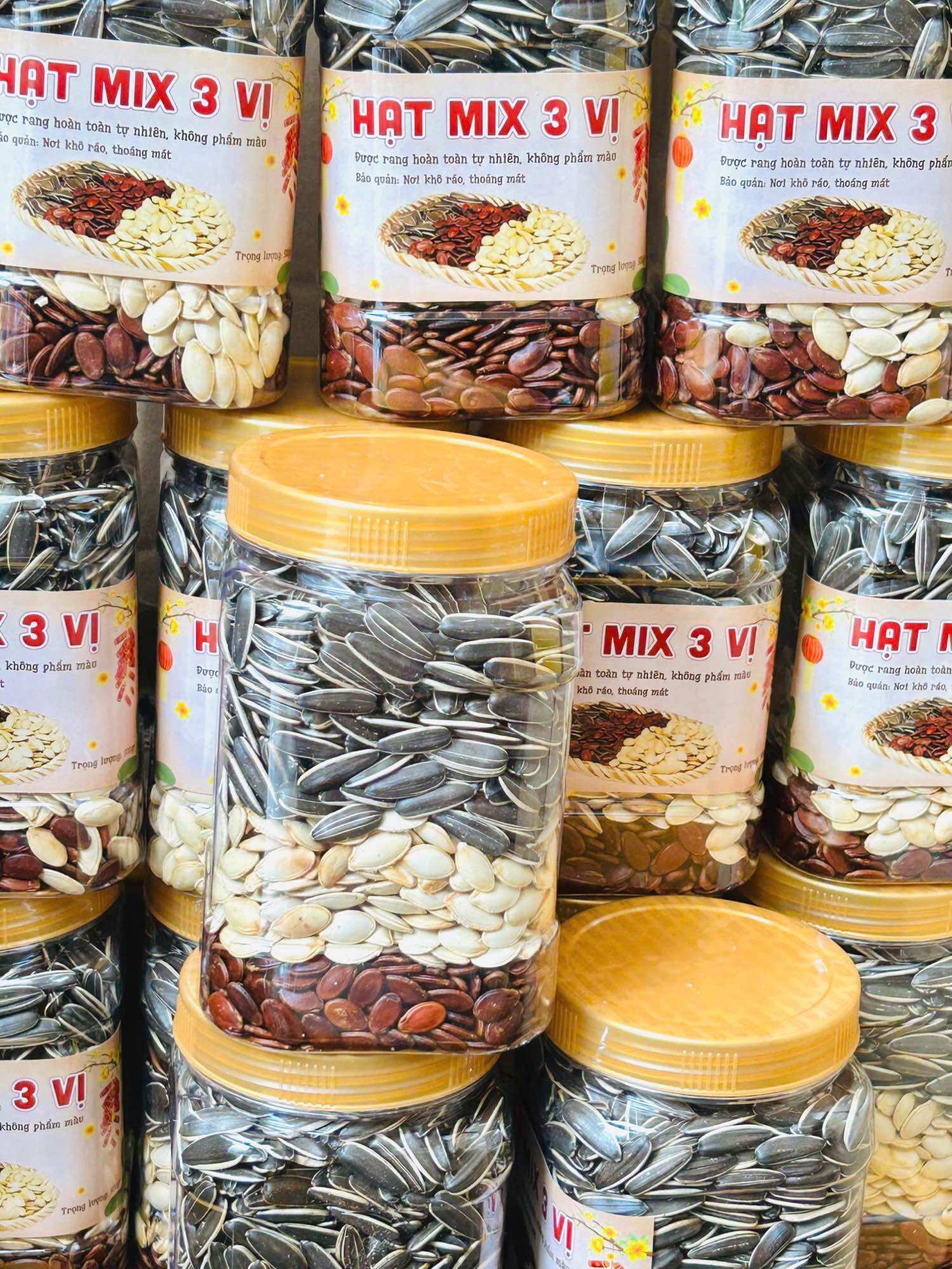 Hạt mix 3 vị rang củi (Hướng dương- Hạt dưa- Bí trắng) 350g