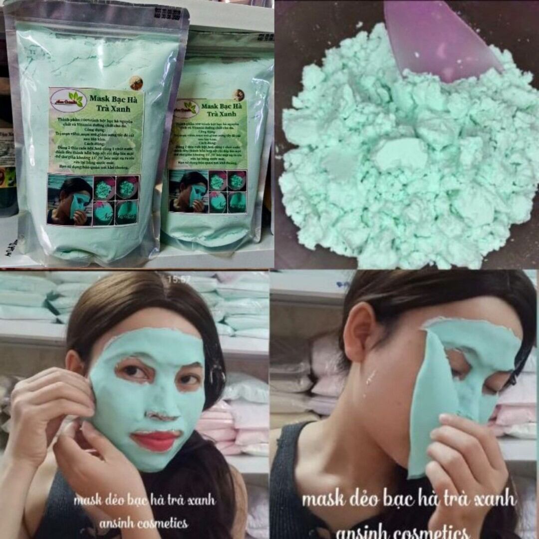 500g mặt nạ dẻo bạc hà đắp giảm mụn, kiềm dầu làm dịu da sau nặn mụn