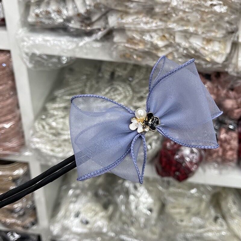 Mẫu mới 2021 dụng cụ búi tóc tạo kiểu thắt nơ sợi lưới, quấn tóc phụ kiện mùa hè xinh xắn dành cho nữ