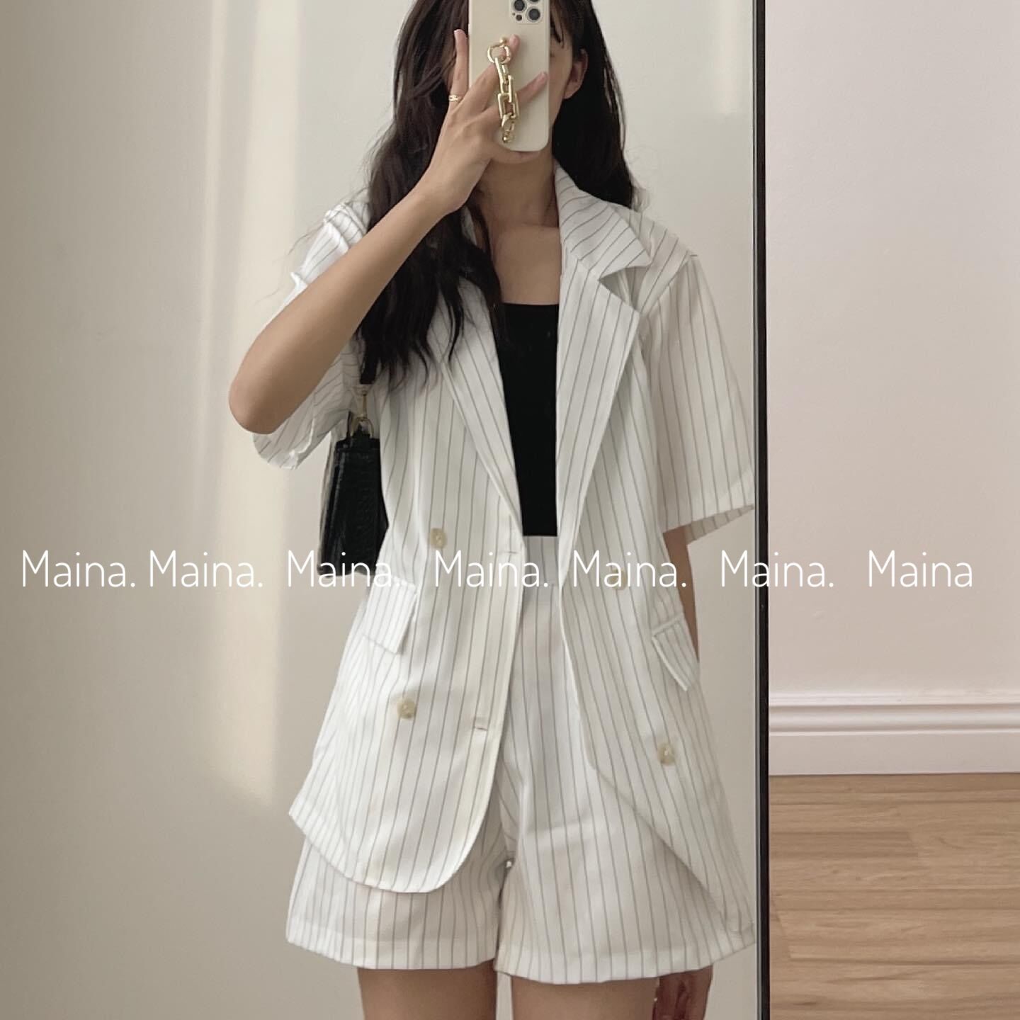 Set vest quần kẻ sooc basic 2 màu đen trắng