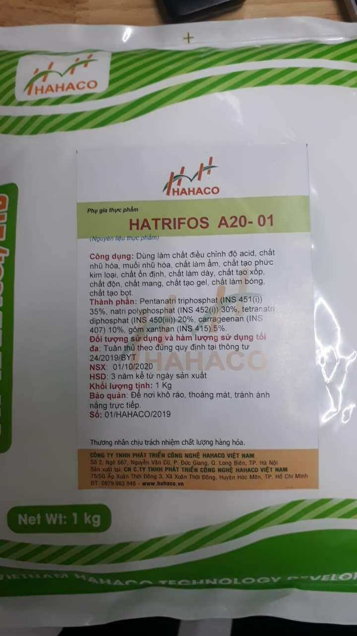 Phụ gia tạo giòn dai cho giò chả giò lụa chả lụa xúc xích chả cá nem chua-Hatrifos A20-01