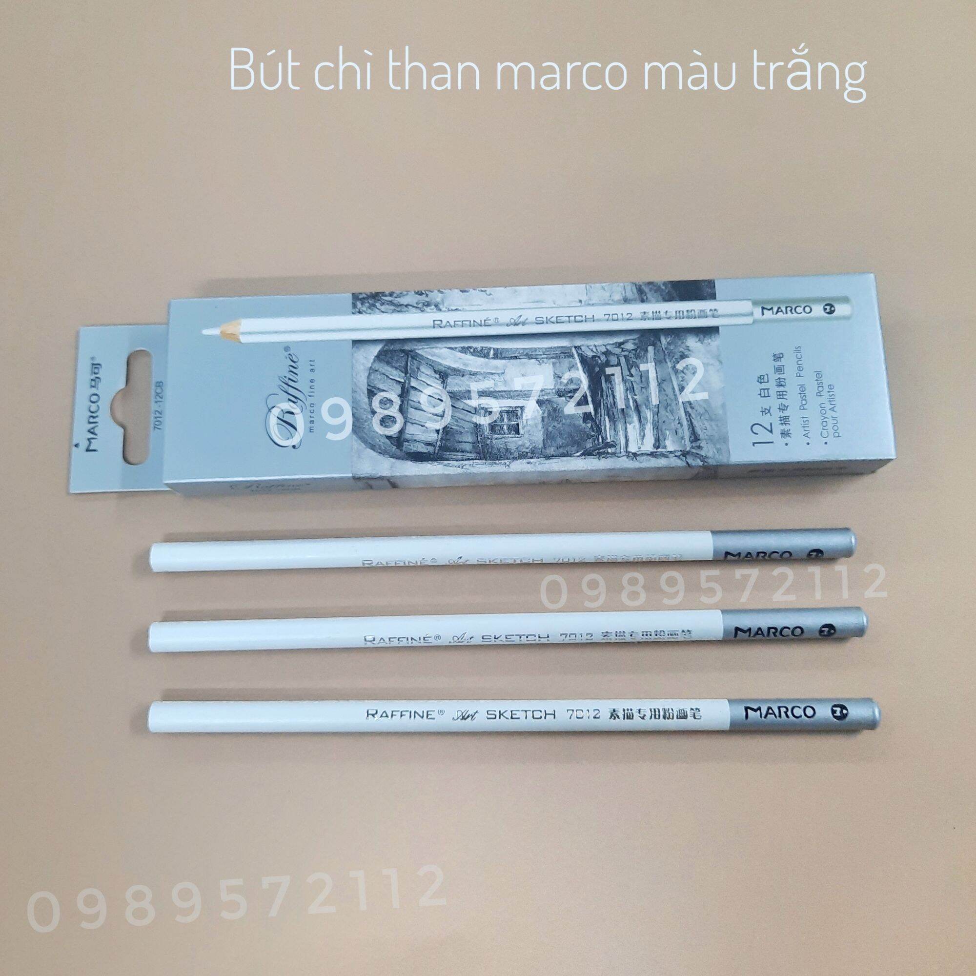 Bút chì than marco màu đen,nâu,trắng 7010.