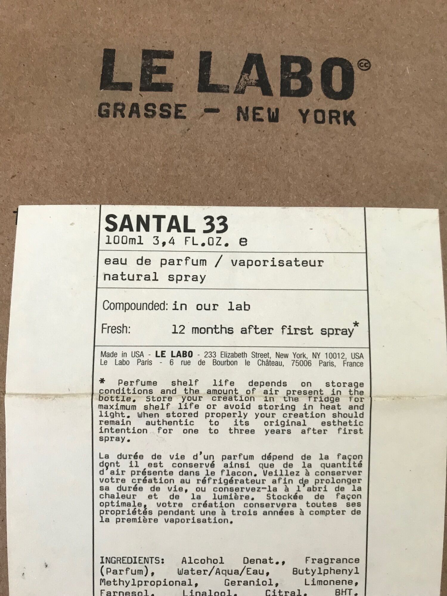 Nước hoa lelabo santal 33 10ml