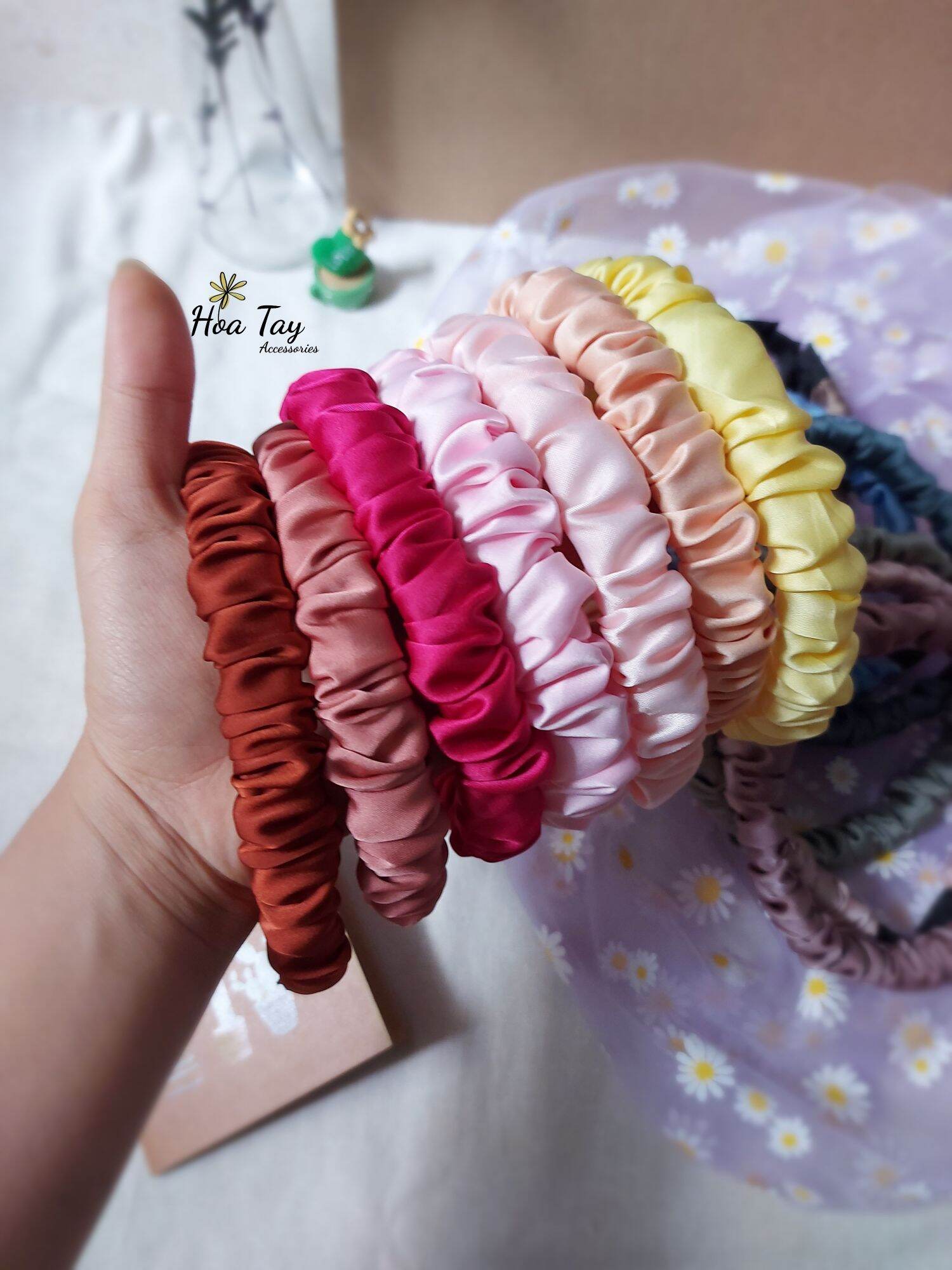 Cài tóc vải lụa nhún bản nhỏ