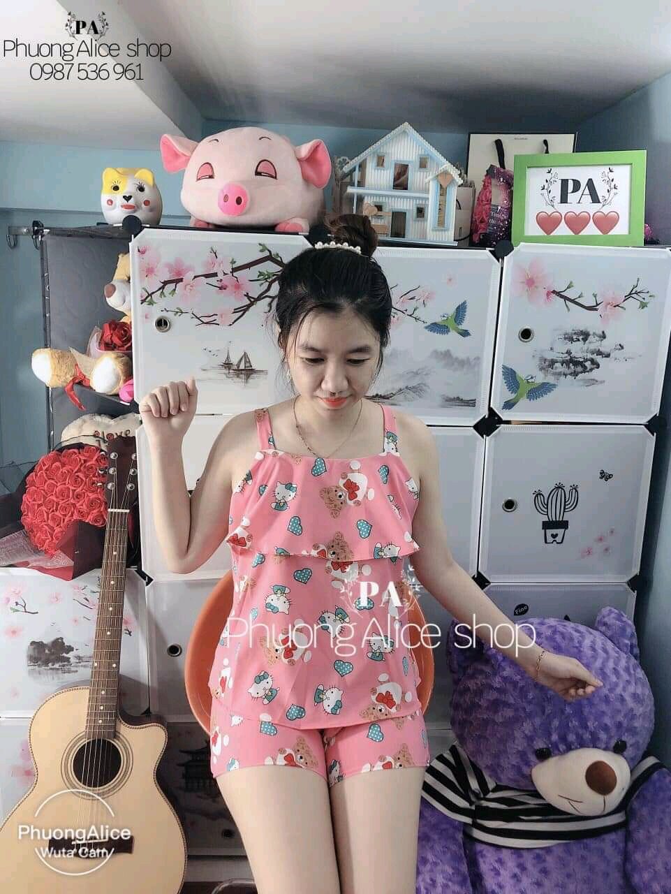 Đồ Bộ Ngắn Hai Dây Kate Lụa Mặc Nhà Nữ - S01