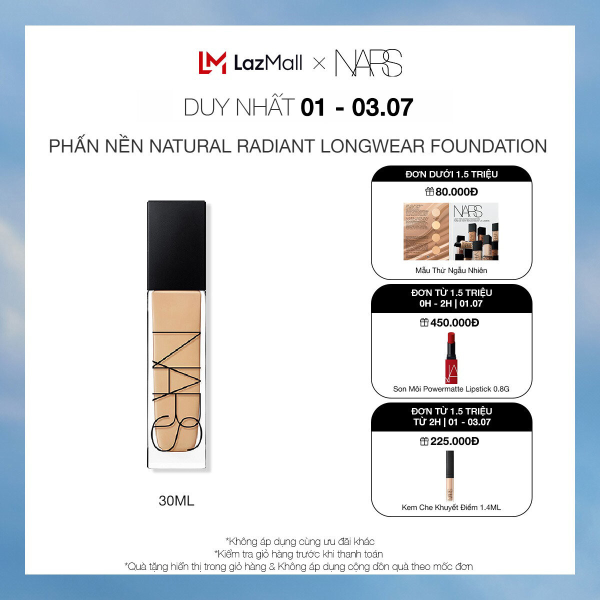 Phấn nền dạng kem NARS Natural Radiant Longwear Foundation 30ml