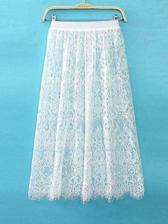 Chân Váy A-Line Cao Waist Elegance Viền Ren