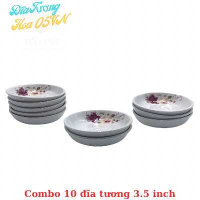 Combo 10 đĩa tương gốm sứ Việt Nam,set 10 dĩa tương gốm sứ hoa Việt Nam