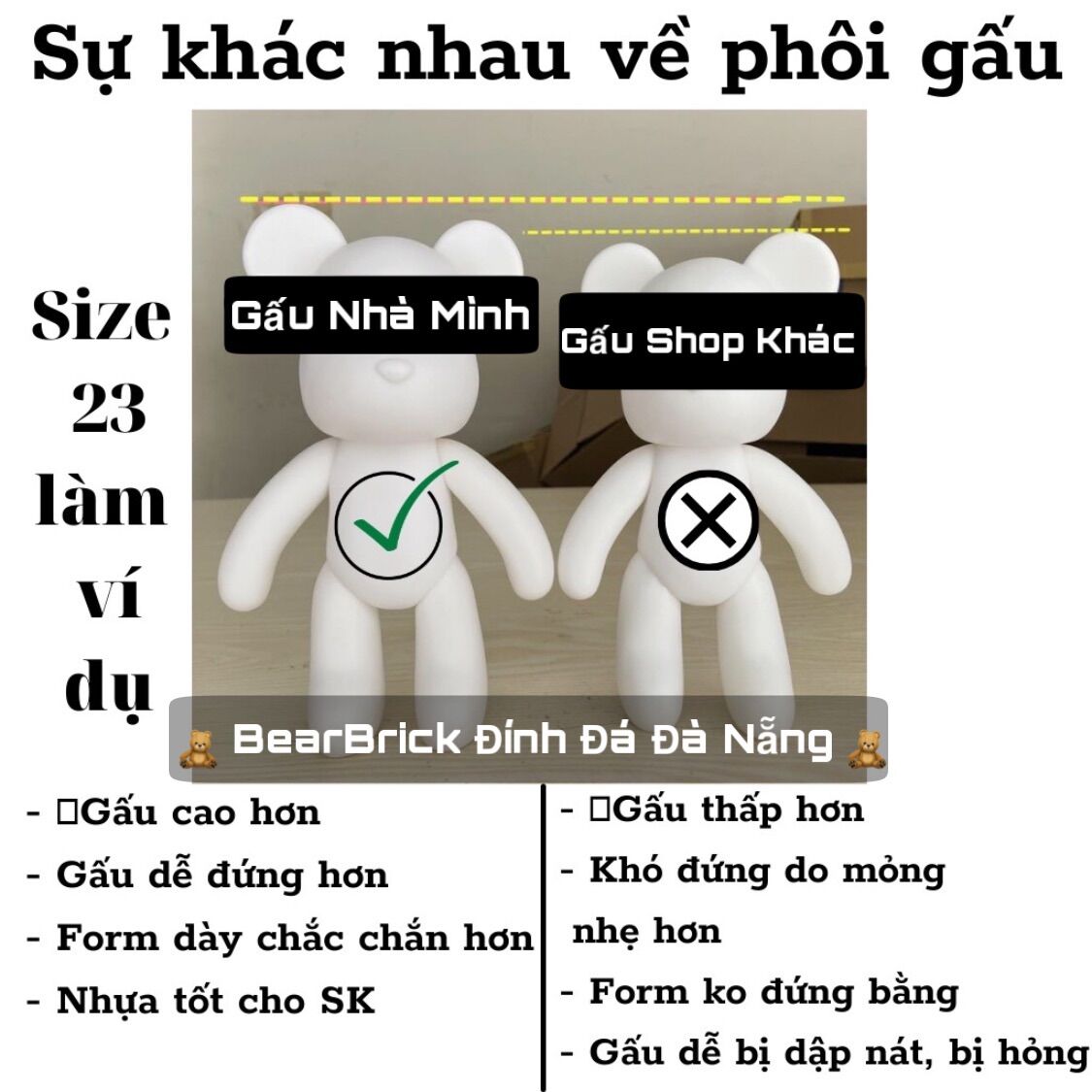 Gấu Đính Đá- BearBrick Đính Đá Nhiều Màu Đa Dạng Size 23cm