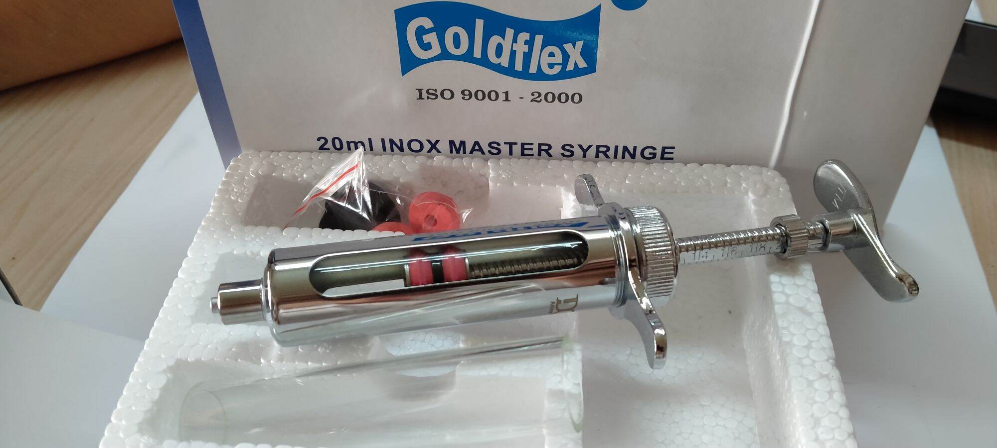 bộ xilanh inox ngắn 20cc goldex/ ống tiêm gia súc gia cầm