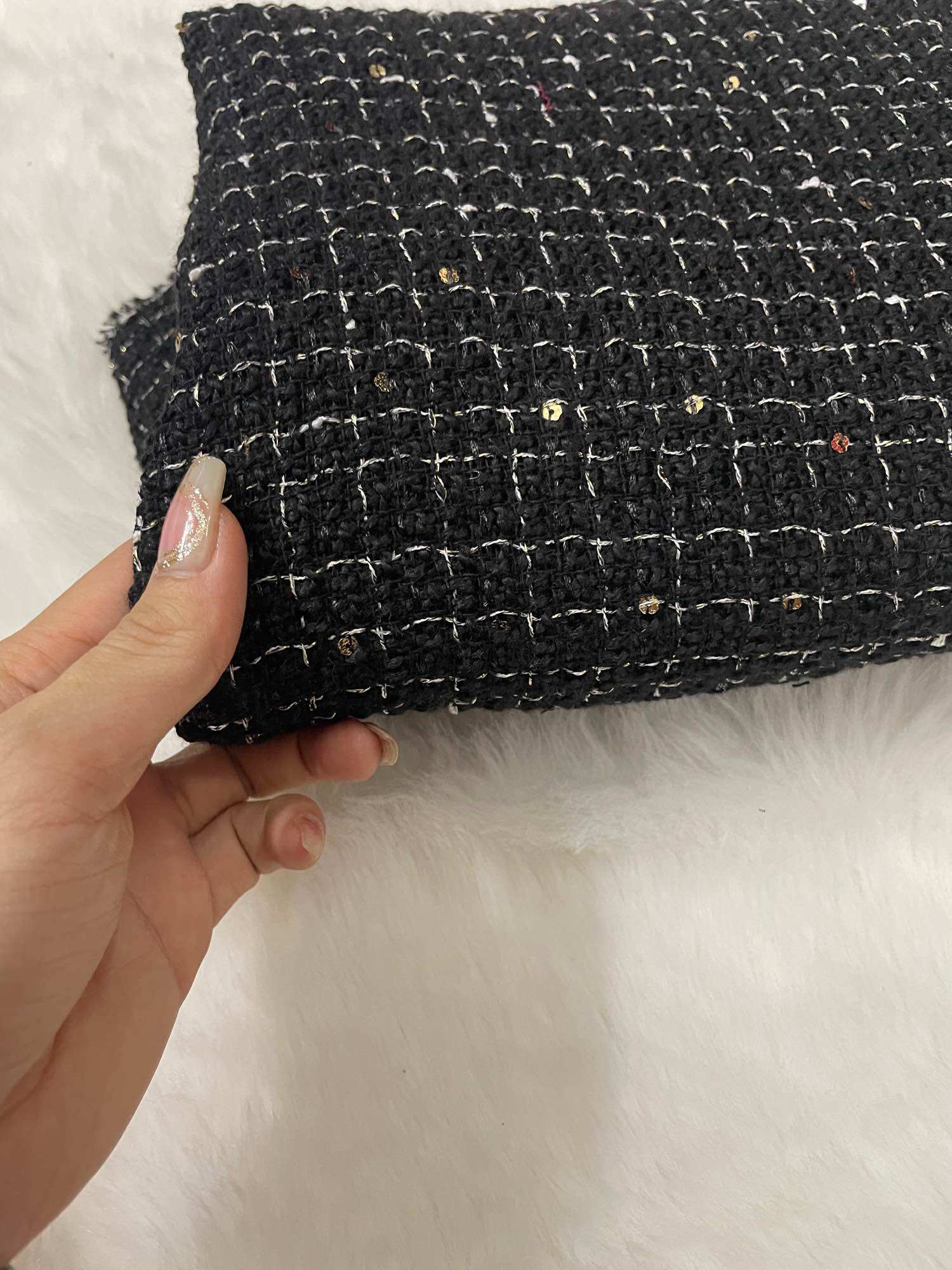 Vải dạ tweed phẩy kim sa cao cấp