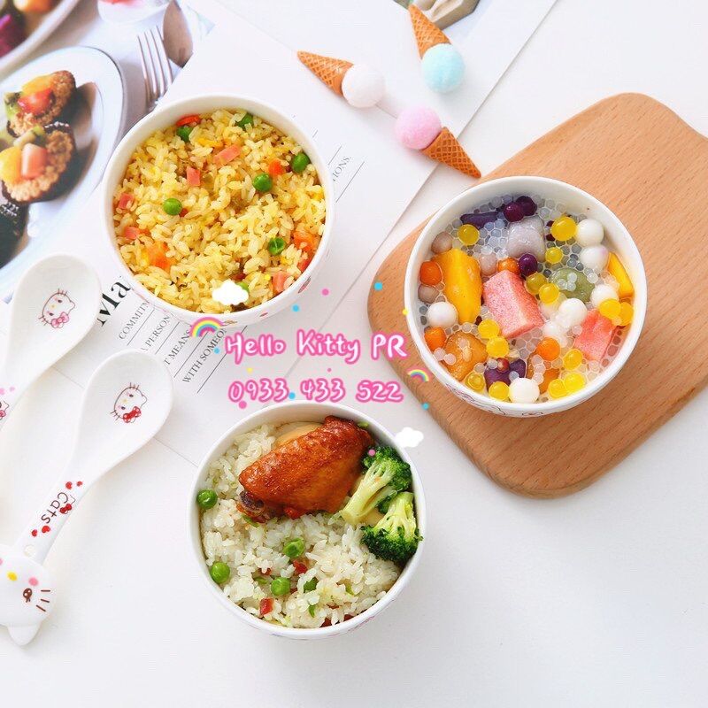 Chén muỗng sứ Hello Kitty - Doremon Doraemon