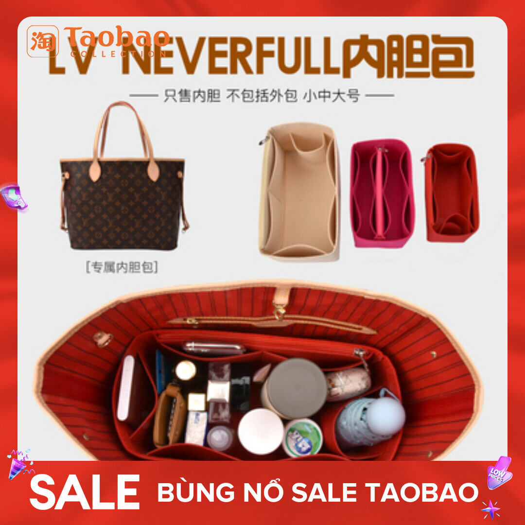 Túi mua sắm dùng cho lv neverfull túi lót trong túi lưu trữ lớn vừa nhỏ túi tote lv túi lót trong loại phồng
