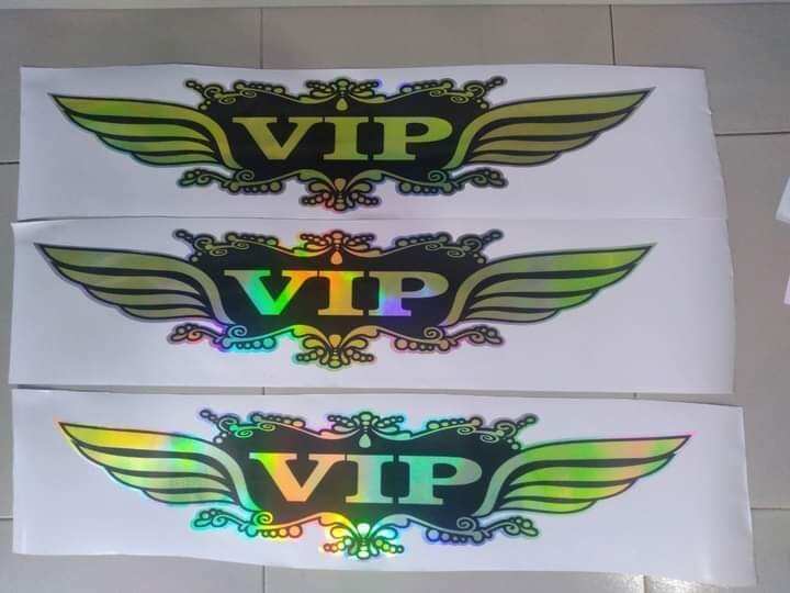 Tem chữ Vip phản quang bảy màu trang trí xe ô tô, xe ben, .. các dòng xe