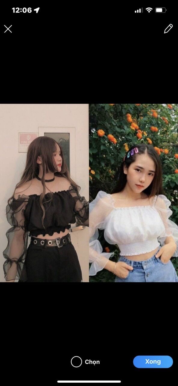 🍂Áo Bẹt Vai Voan Tay Lưới