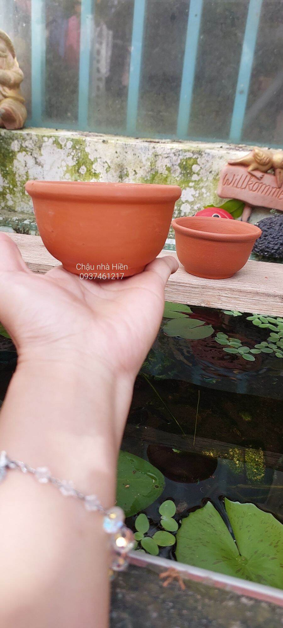Chậu đất nung Bình Dương hình chén (combo 5 lớn, 5 nhỏ)