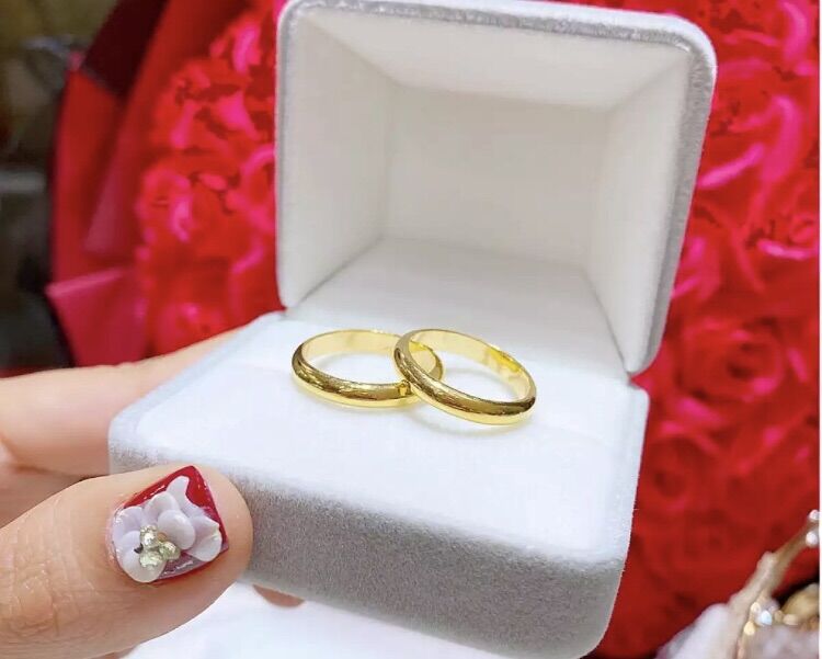 Nhẫn trơn 5 phân mạ vàng 18k mạ vàng 24k nhẫn có in 9999