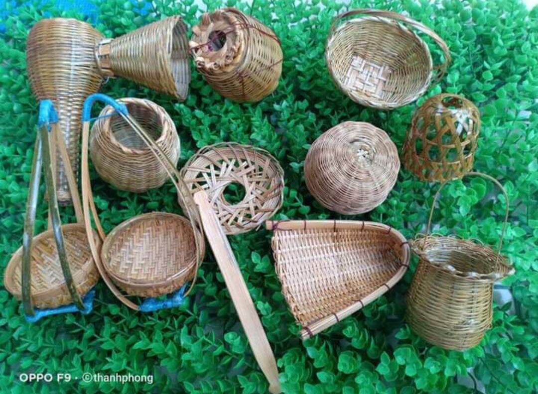 Set 12 món mây tre đan mini