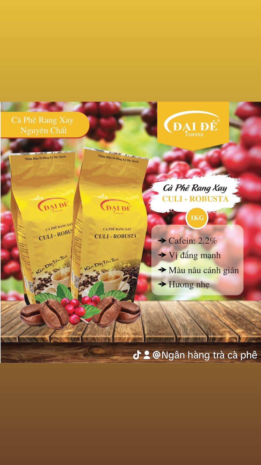 Cà phê rang  xay nguyên chất  dòng (CuLi) gói 500g.