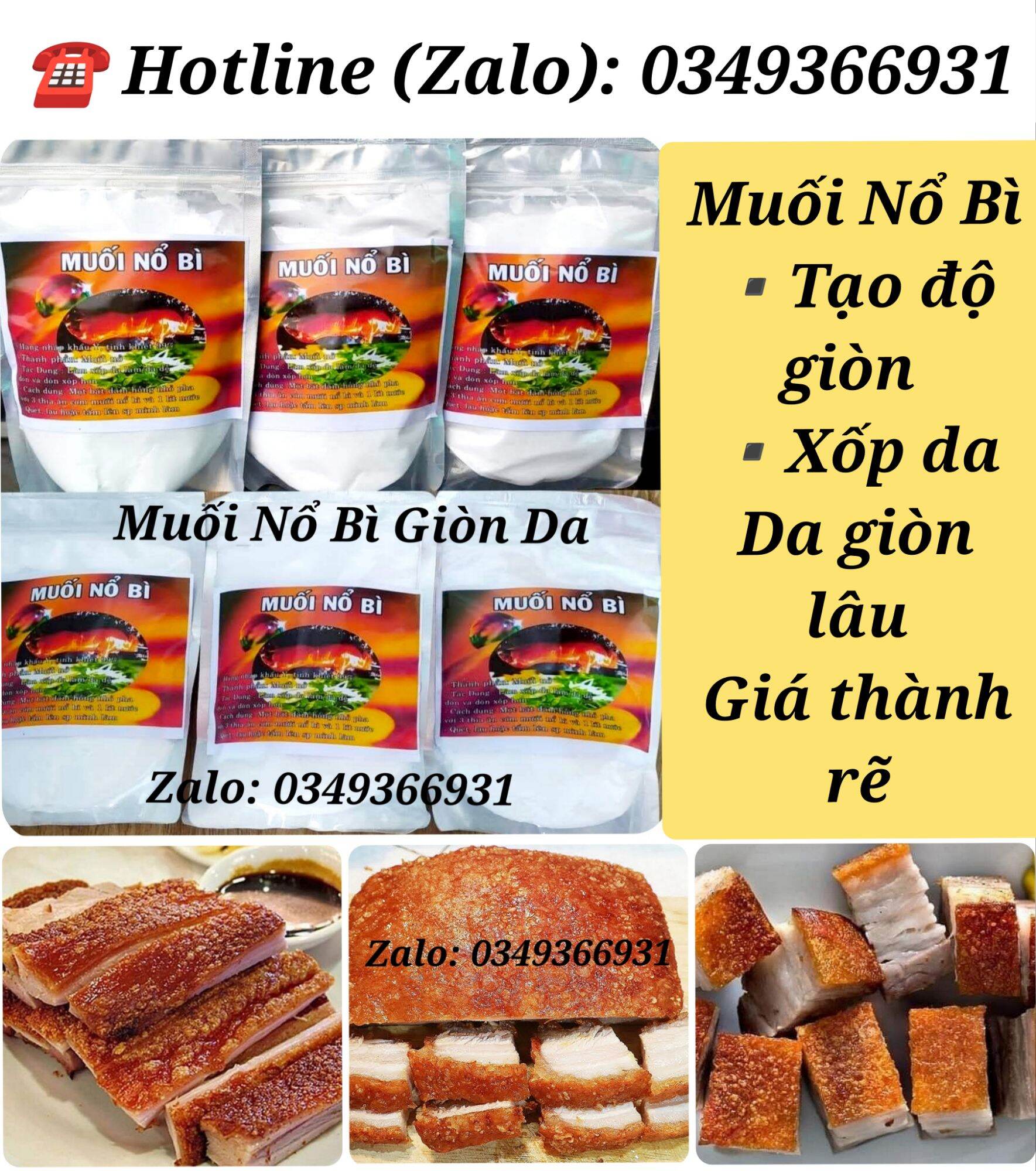 Muối nổ bì giòn da ba chỉ, heo quay, chó quay...