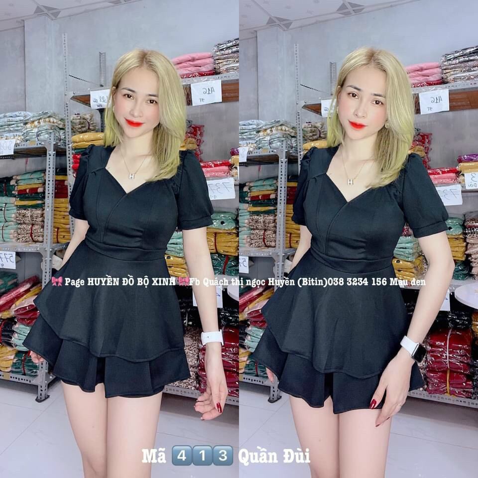 Sét đùi cổ v phối quần 2 tầng bigsize