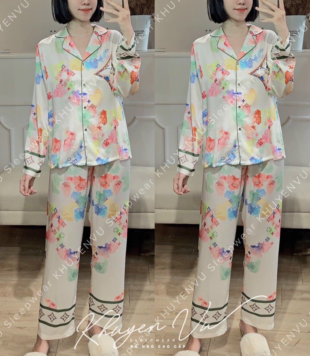 (Size 40-60kg) Bộ Lụa Thiết Kế Tay Dài Quần Dài