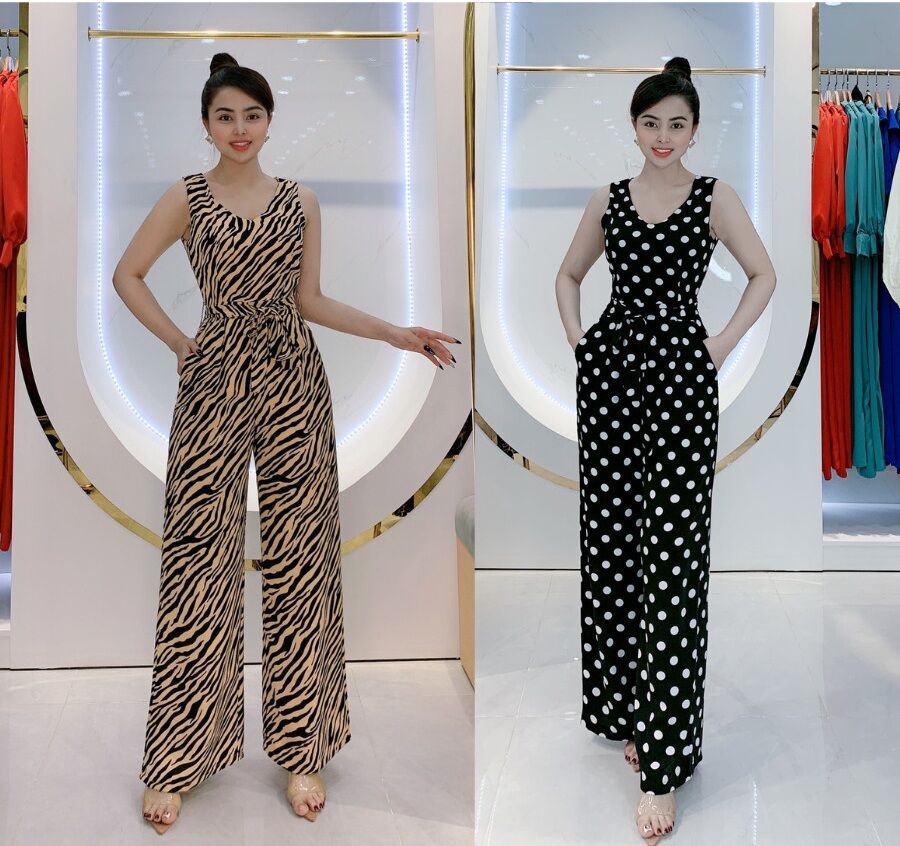 Jum dài ống suông họa tiết beo thắt nơ xinh xắn