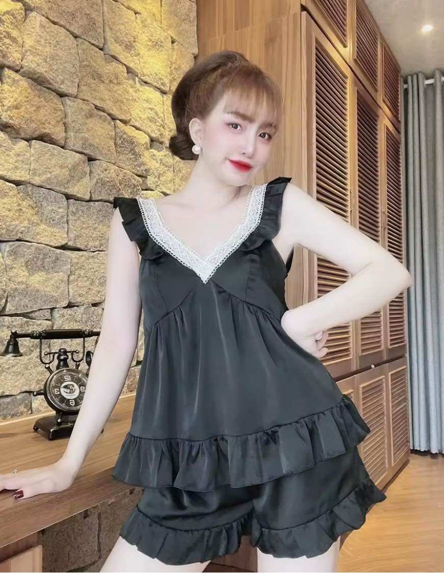 Đồ bộ ngủ gợi cảm mặc nhà mềm mại, chất liệu lụa satin không nhăn,size từ 40-60kg