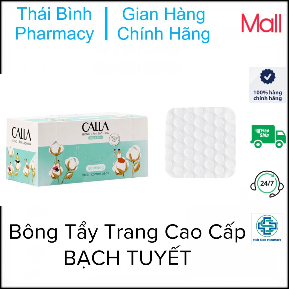 Bông Tẩy Trang Cao Cấp Calla Bạch Tuyết - 150miếng